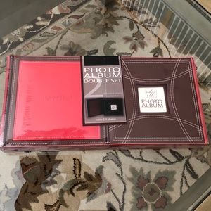 Leather Red & Brown Photo Albums, 4x6 Photos 2 Set